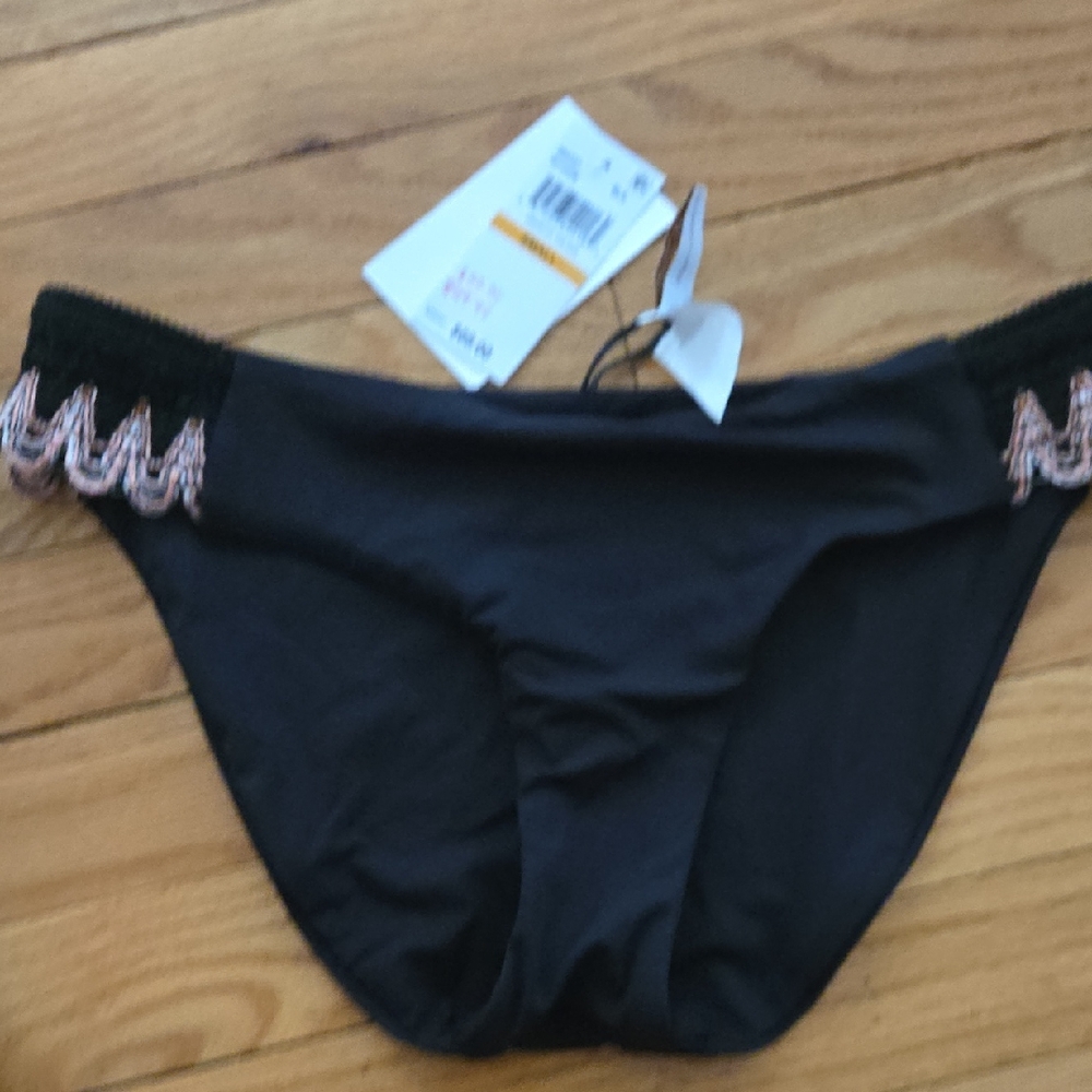 BECCA Black Bikini Bottom with Pink Accents